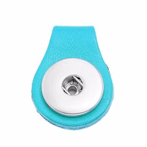X 1 pendentif en cuir bleu porte-clé pour bouton pression click 3,5 x 2,5 cm 