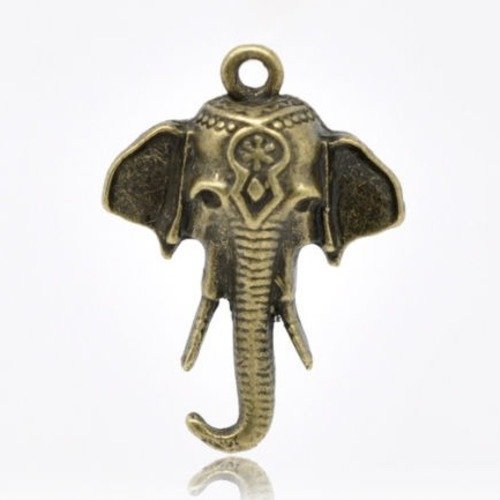 X 2 pendentifs/breloque éléphant à motif couleur bronze 25 x 18 mm 