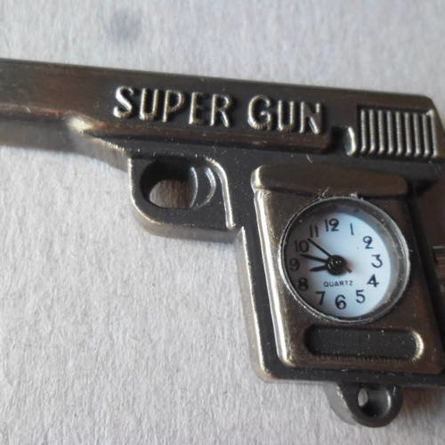X 1 cadran de montre quartz motif pistolet+1 chaîne offerte couleur bronze(pile fournie) 