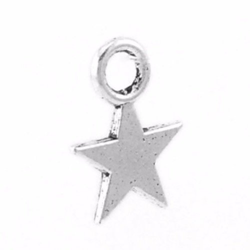 X 20 pendentifs/breloque en forme d'étoile métal argent vieilli 11 x 9 mm 