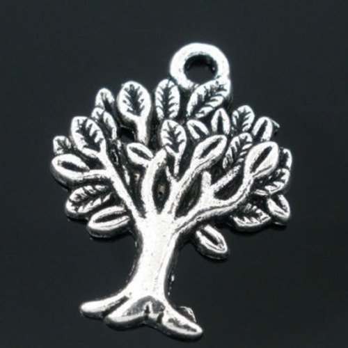 X 5 breloques/pendentifs en forme d'arbre en métal argenté 22 x 17 mm 