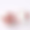 X 6 perles intercalaires ronde céramique motif fleur ton rouge 12 mm