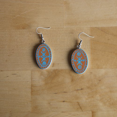 Boucles d'oreilles en bois rayons d'hiver