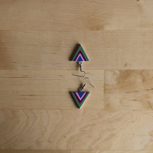Boucles d'oreilles en bois triangle intérieur