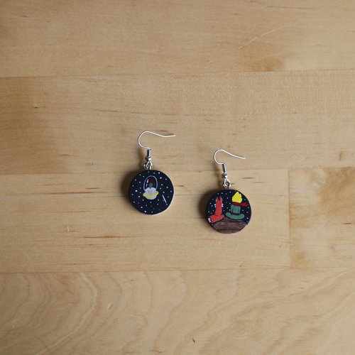 Boucles d'oreilles en bois le petit prince
