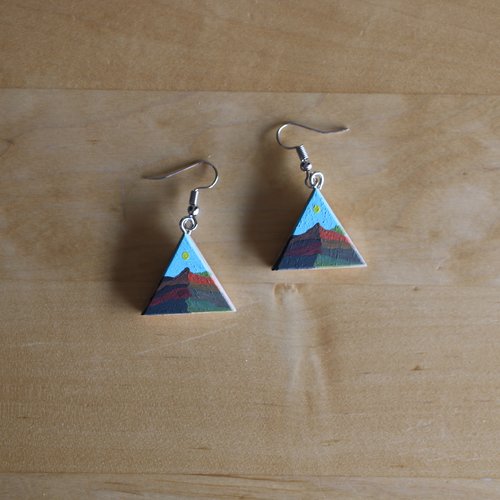 Boucles d'oreilles en bois l’île aux couleurs, hormoz