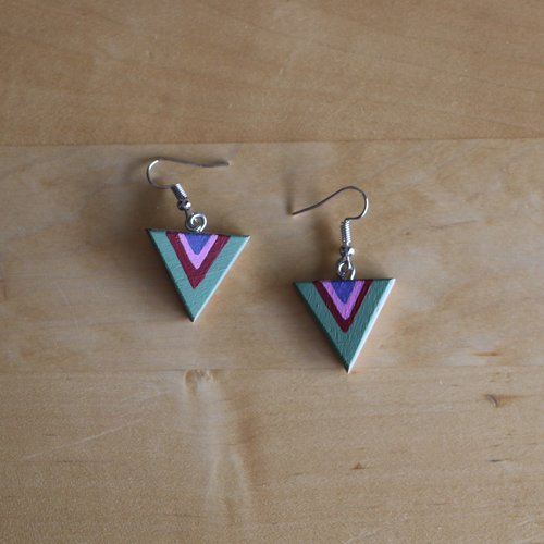 Boucles d'oreilles en bois prisme intérieur
