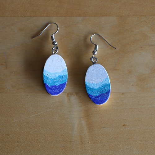 Boucles d'oreilles en bois échos de la mer et du ciel