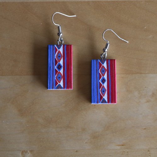 Boucles d'oreilles en bois couleurs nomades