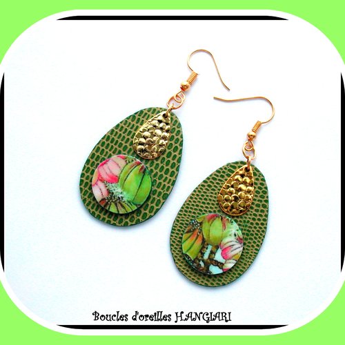 Boucles d'oreilles artistiques, poétiques - artisanales, pièce unique - bijou fantaisie moderne - cadeau femme pas cher - style poétique