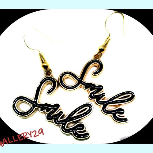 Boucles d'oreilles écriture smile pendentif charm - bijou fun tendance ado