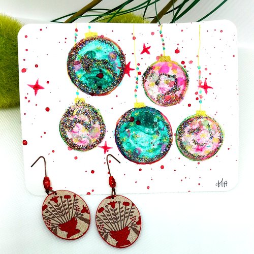 Cadeau de noel boucles d'oreilles artisanales