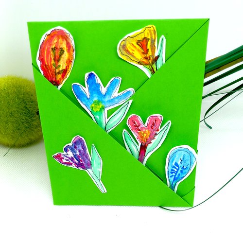 Carte fait main en origami peinte à la main pour fête anniversaire cérémonie remerçiement