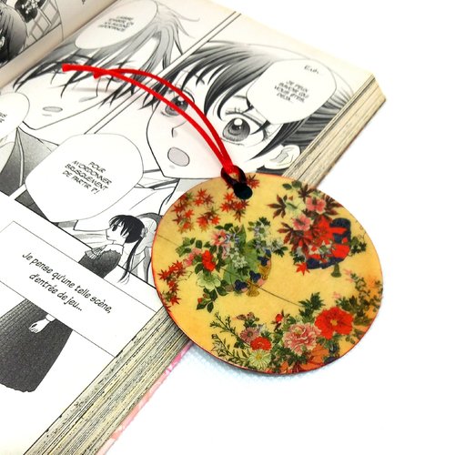 Marque page japonais rond - accessoire lecture fait main - cadeau lecture zen