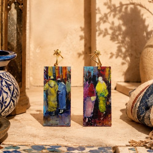 Boucles d'oreilles dépareillées ethnique - inspiration marocaine - boucles artisanales pièce unique