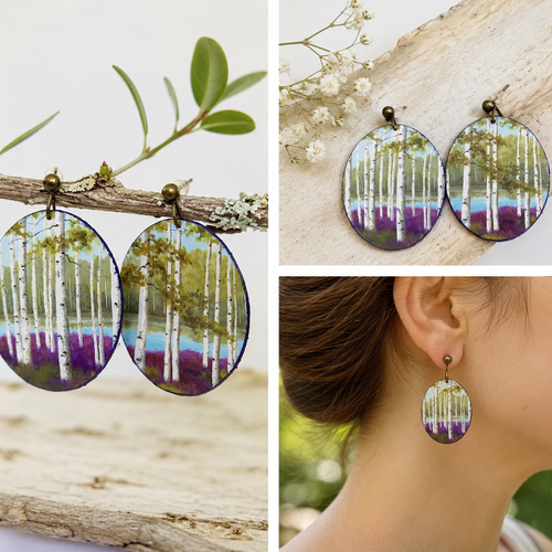 Grandes boucles d'oreilles tendance | style nature | forme ovale | artisanale en pièce unique