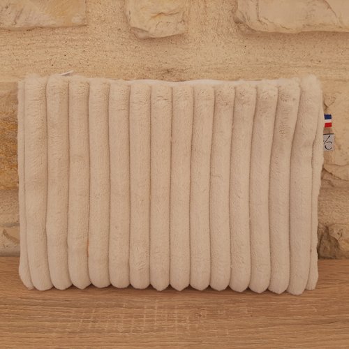 Pochette rangement sport yoga velours grosse cote écru