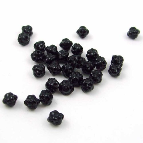 10 perles en verre tchèque fizgig 6mm noir