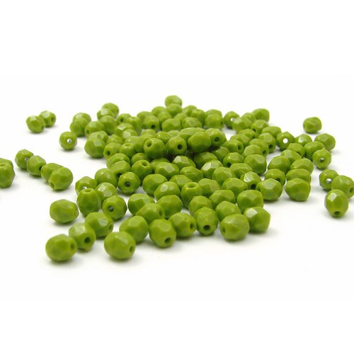 10 perles en verre tchèque à facettes 4mm vert chartreuse