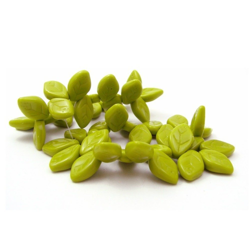 10 feuilles perles en verre tchèque 12x9mm vert chartreuse