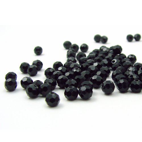 10 perles en verre à facettes 4mm noir