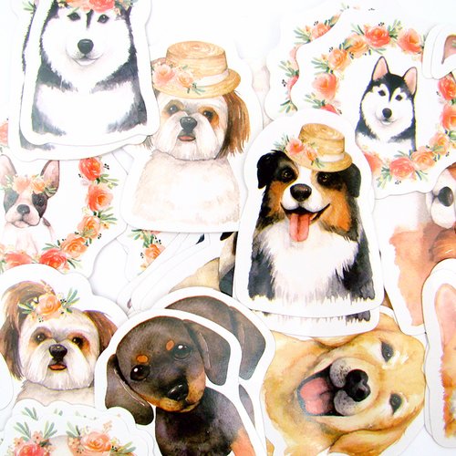 45 stickers autocollants chiens kawaii