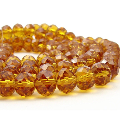 10 perles en verre à facettes 10x7mm couleur ambre clair