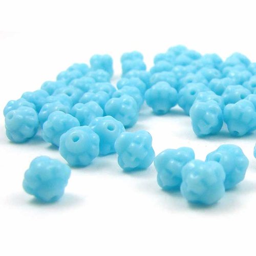 10 perles en verre tchèque fizgig 6mm bleu ciel