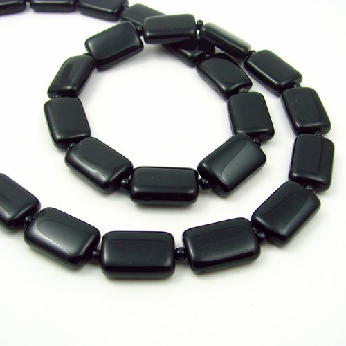 1 perle en verre tchèque 15x10mm rectangle noir
