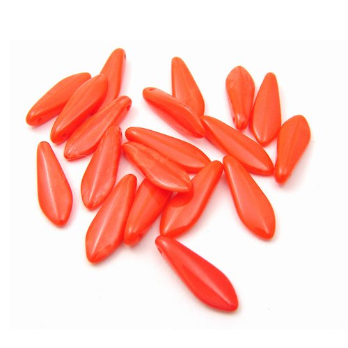 10 perles en verre tchèque 15x5mm orange corail