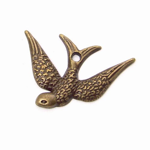 10 breloques en métal oiseau 24x16mm couleur bronze ancien