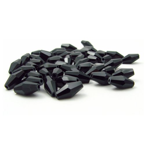 10 perles en verre noir à facettes 11x5mm noir