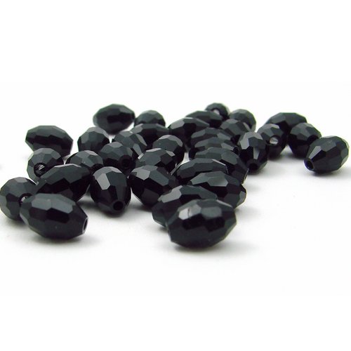10 perles en verre à facettes 8x5mm noir