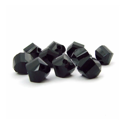 10 perles à facettes en verre 7mm noir
