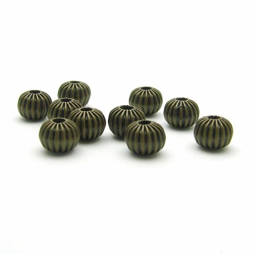 10 perles en métal 6mm couleur bronze ancien