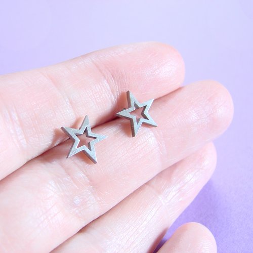 Boucles d'oreilles puces étoiles en acier inoxydable 9mm
