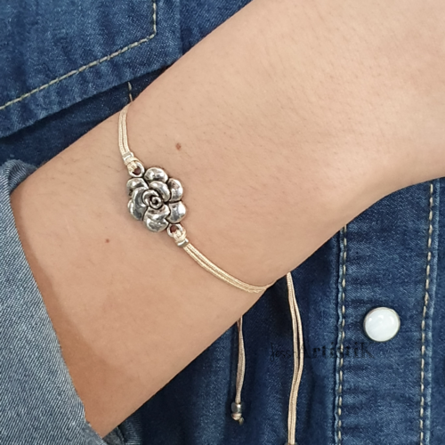 Bracelet femme réglable ajustable, bracelet fleur