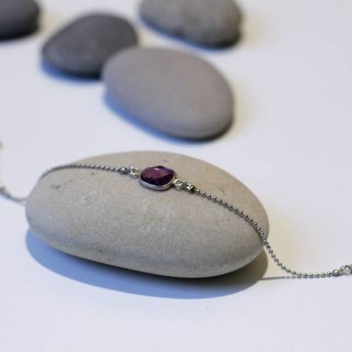 Bracelet fantaisie pierre de gemme violet