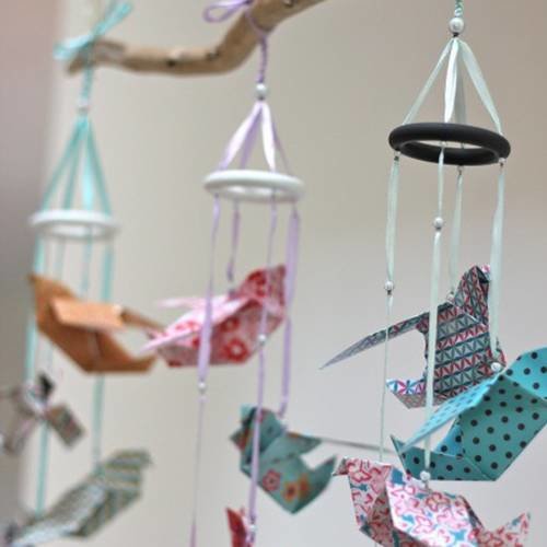 Mobile oiseaux origami