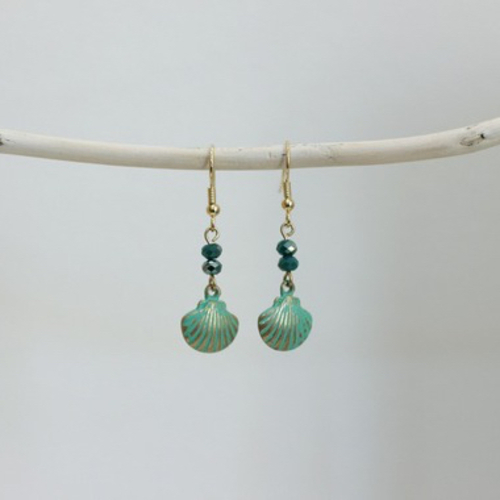 Boucles oreilles coquillage turquoise