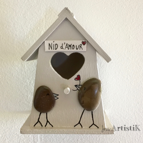 Nichoir oiseaux miniature, deco murale cadeau couple,