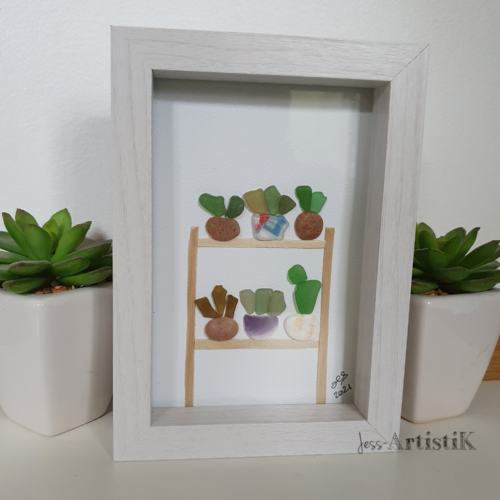 Tableau plantes, déco succulentes cactus, cadre plantes verre poli