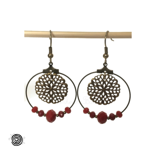 Boucles d’oreilles rouge bronze, boucles