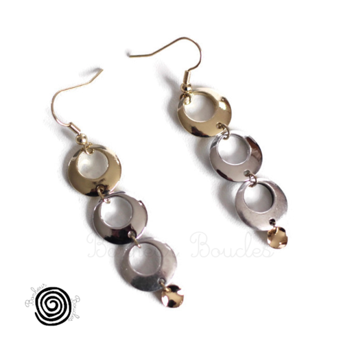 Boucles d’oreilles argent doré longues élégante tendance