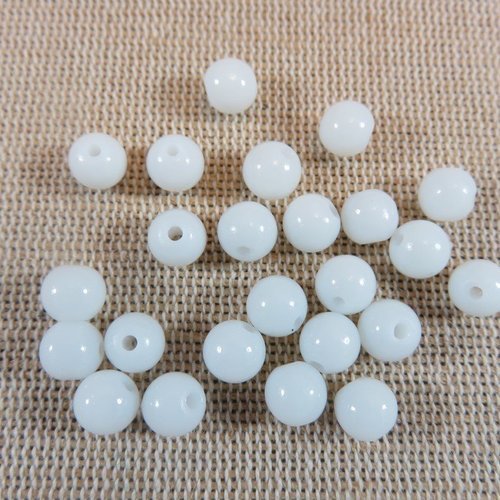 Perles en verre blanche opaque de 6mm - lot de 10