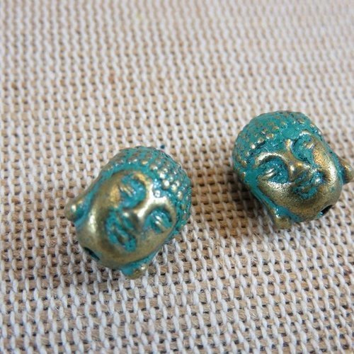 Perles tête de bouddha bronze patiné 11mm - lot de 5