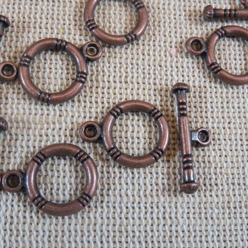 Fermoirs toggles couleur cuivre pour bracelet - lot de 10