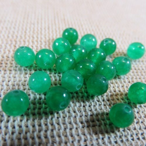 Perles jade verte 4mm ronde pierre de gemme - lot de 10