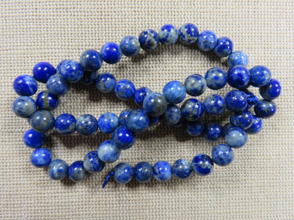 Perles gemme rondes lapis-lazuli bleue