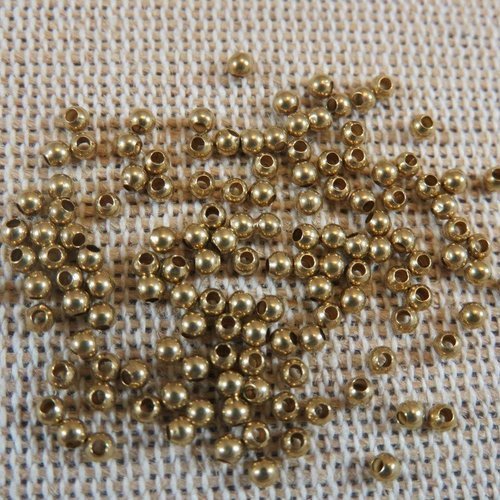 Perles de rocaille en cuivre couleur laiton 2mm - lot de 100